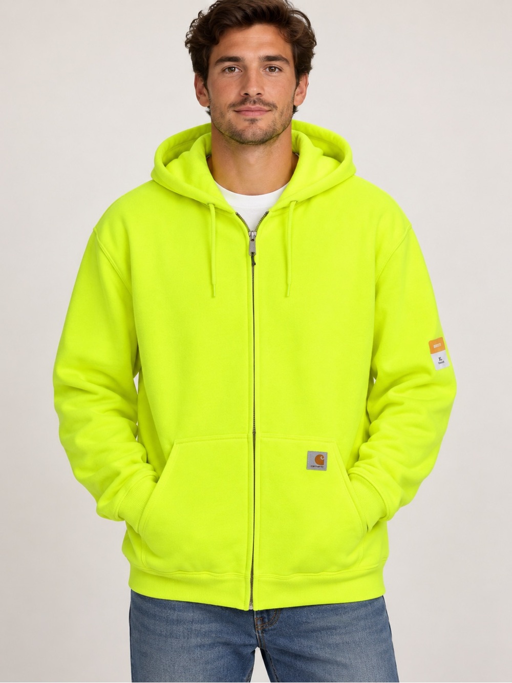 Carhartt K122 Brite Lime Neon Full Zip Hoodie XL NWT